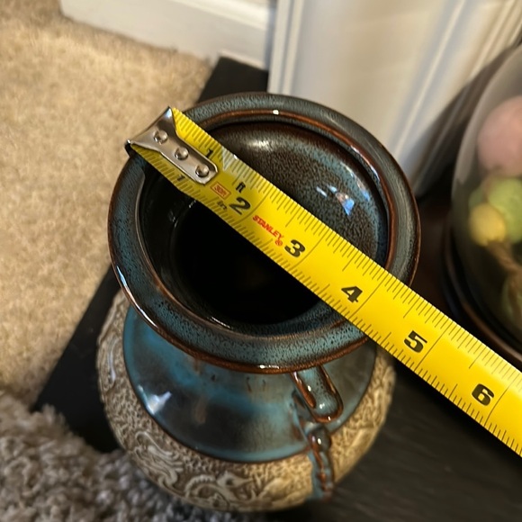 Art Pottery Asian Inspired Drip Glaze Ceramic Handled Vase with Dragon Motif - Picture 10 of 13